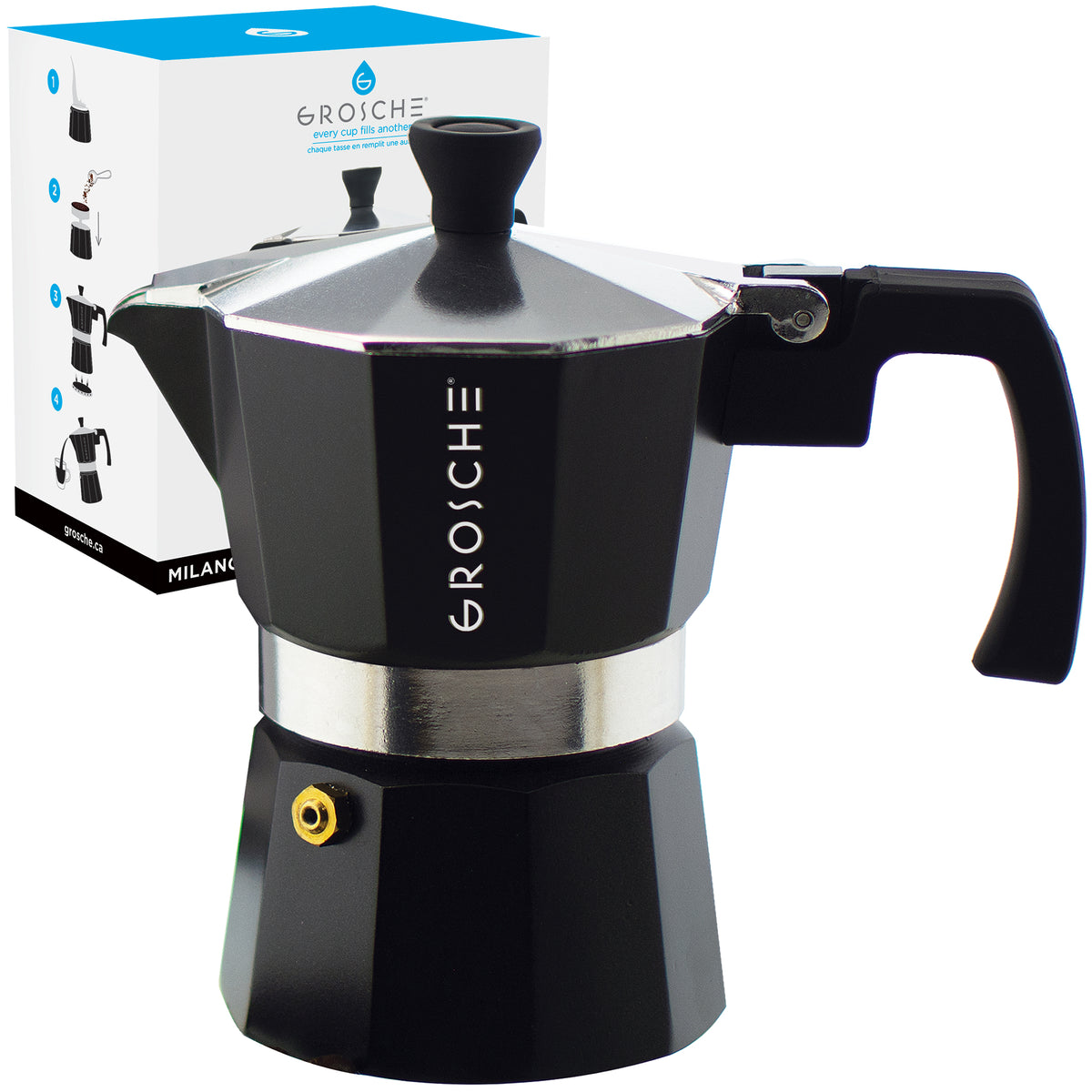 CAFETIÈRE ITALIENNE MILANO - 3 TASSES - GROSCHE